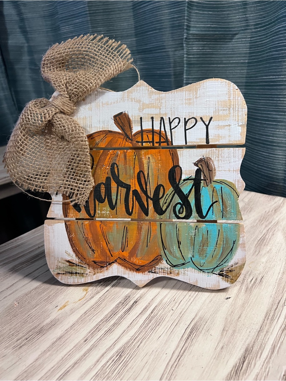 Happy Harvest Wooden Pumpkin Shelf Sitter Farmhouse Fall Decor Easel Sign
